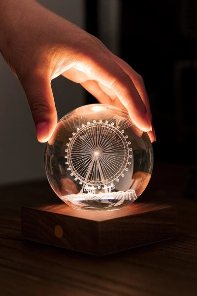 Gingko Design Led brezžična svetilka Gingko Design Amber Crystal Light