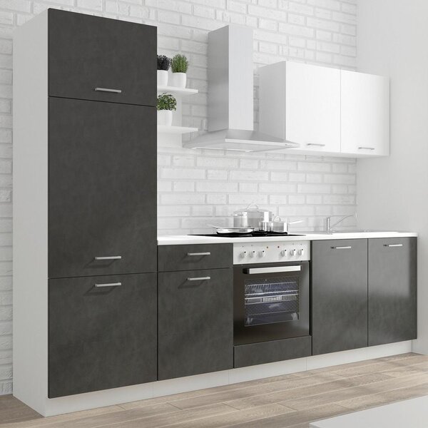 P & B Kuhinjski Blok Brez Aparatov Promo, Bela, Grafit, 270cm