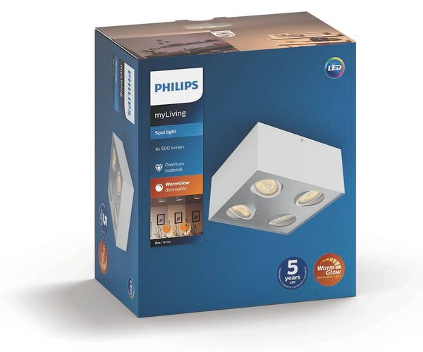 Philips myLiving Box LED reflektor s štirimi lučmi bele barve