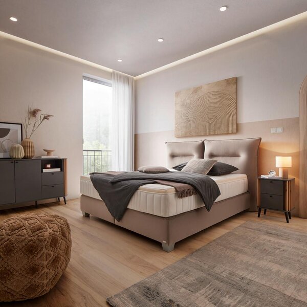 Premium Living Postelja Boxspring Fog, Bež, 160x200