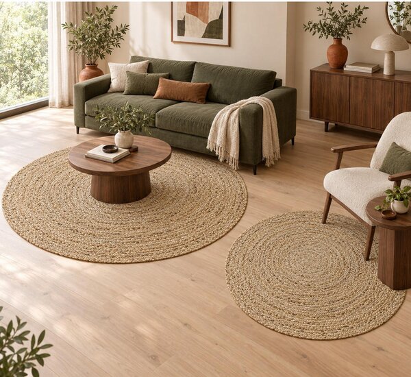 RAVNO TKANA PREPROGA Braided 150 cm tkano naravne barve