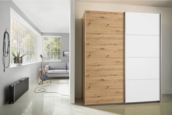 Modern Living Omara Z Drsnimi Vrati Subito, Bela, Barva Hrasta