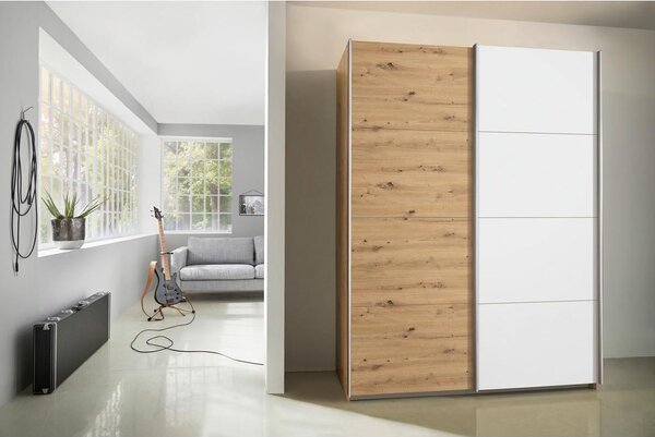 Modern Living Omara Z Drsnimi Vrati Subito, Bela, Barva Hrasta