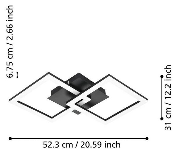 EGLO connect Paranday-Z LED stropna svetilka 2-light 52cm