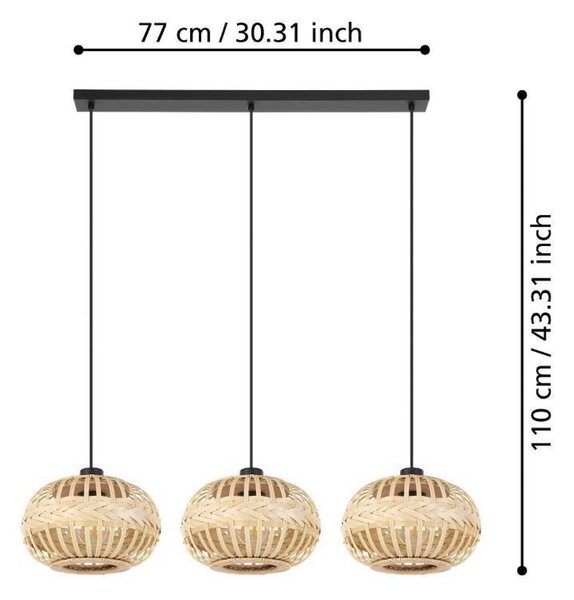 EGLO Amsfield 1 viseča svetilka, trisvetlobna, podolgovata
