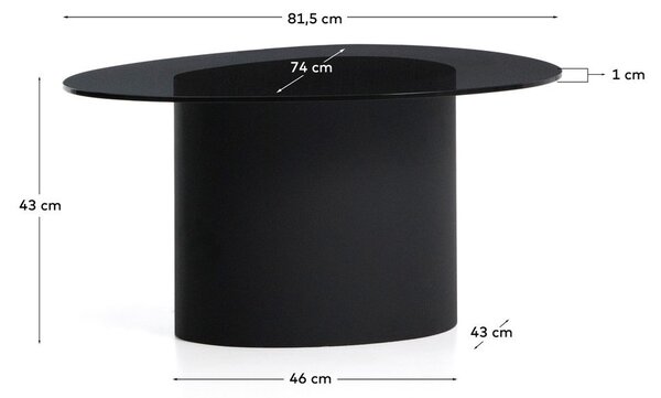 Črna klubska mizica s stekleno mizno ploščo 74x81,5 cm Olir – Kave Home