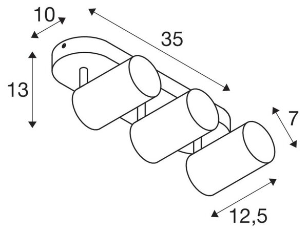 SLV Asto Tube stropni reflektor GU10 3-svetlobni linearni beli