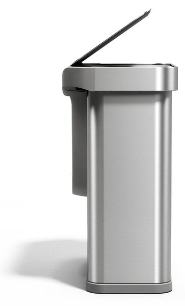 Jeklen koš za smeti 34+24 l za ločevanje odpadkov/brezstični v srebrni barvi Dual Sensor – simplehuman