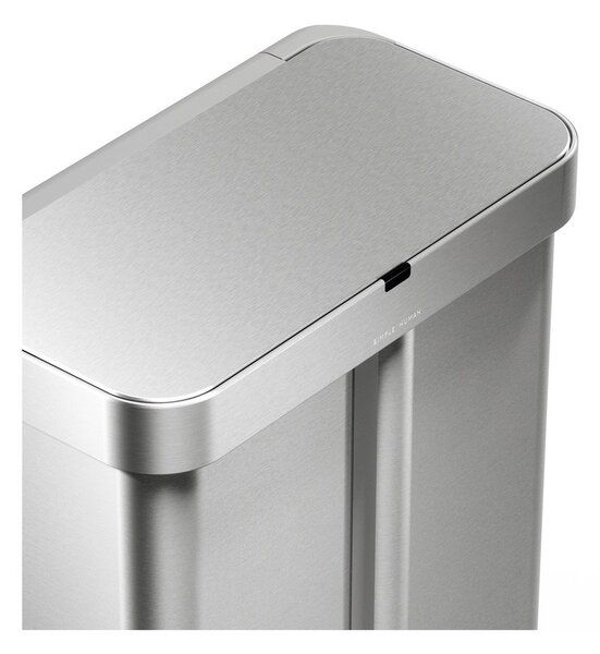 Jeklen koš za smeti 34+24 l za ločevanje odpadkov/brezstični v srebrni barvi Dual Sensor – simplehuman