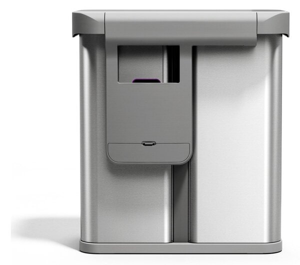 Jeklen koš za smeti 34+24 l za ločevanje odpadkov/brezstični v srebrni barvi Dual Sensor – simplehuman