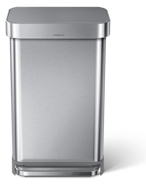 Jeklen koš za smeti s pedalom v srebrni barvi 45 l – simplehuman