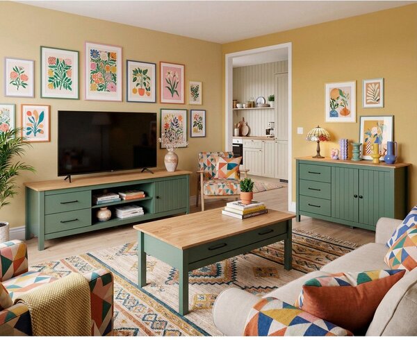 Zelena TV omarica iz masivnega bora 158x47 cm Miranda – Marckeric