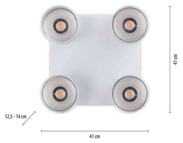 PURE Nola LED stropna svetilka, štiri-svetlobna, bela