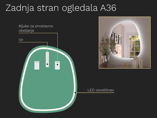 Organsko ogledalo LED z osvetlitvijo A36
