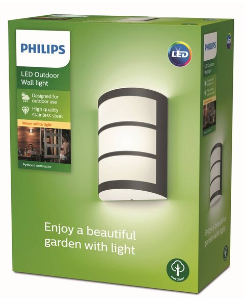 Philips Python LED zunanja stenska svetilka antracit 2.700K