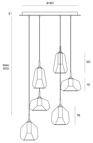 Obesek X-Ray, 6-svetlobni, zlata/bronasta/medena