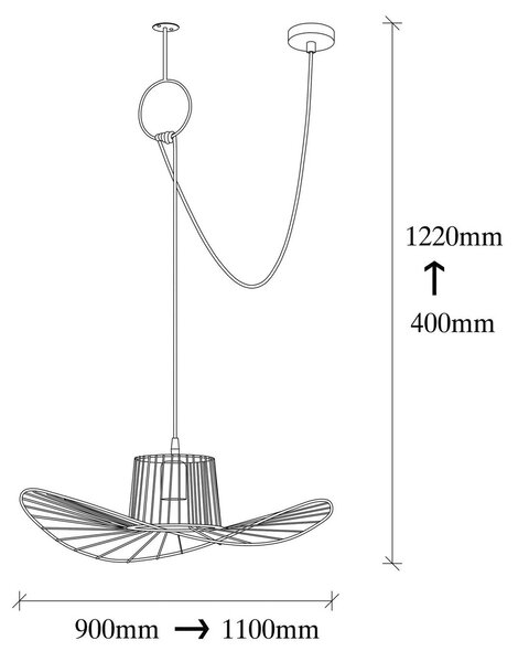 Obesna svetilka Tel 6726 Ø50cm črna decentralizirana