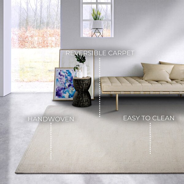 Kremno bela ročno tkana preproga iz mešanice volne 160x230 cm Pradesh Natural White – Elle Decoration