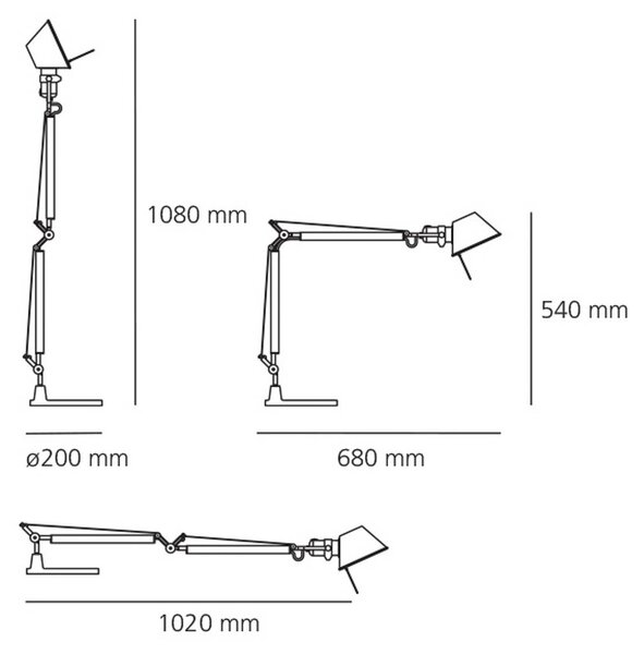 Artemide Tolomeo Mini namizna svetilka iz aluminija s podstavkom 2700K