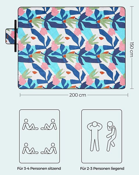 Piknik odeja, odeja za piknik, 200 x 150 cm barvni listi | SONGMICS