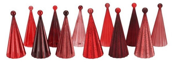 Stekleni svetleči drevesček TWINKLE z LED osvetlitvijo 22 cm, rdeči odtenki