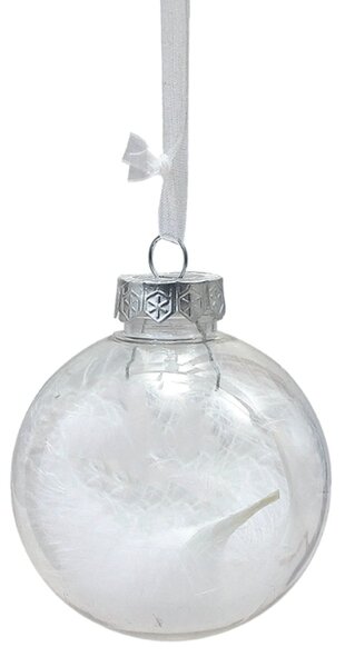 Set 12 kosov božičnih okraskov WHITE FEATHER 9 cm, beli