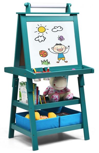 Otroško stojalo, otroška tabla, dvostranska bela tabla, dim. 59 x 50 x 117 cm - modra