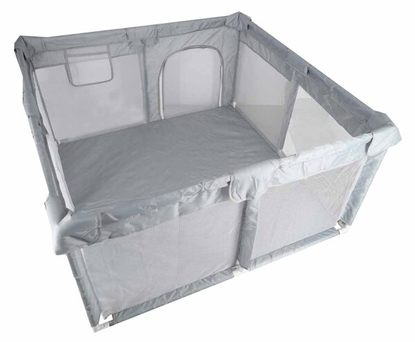 Zložljiva otroška igralna ograja 120 × 120 cm – siva / bela - Baby shower