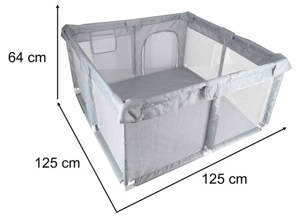 Zložljiva otroška igralna ograja 120 × 120 cm – siva / bela - Baby shower