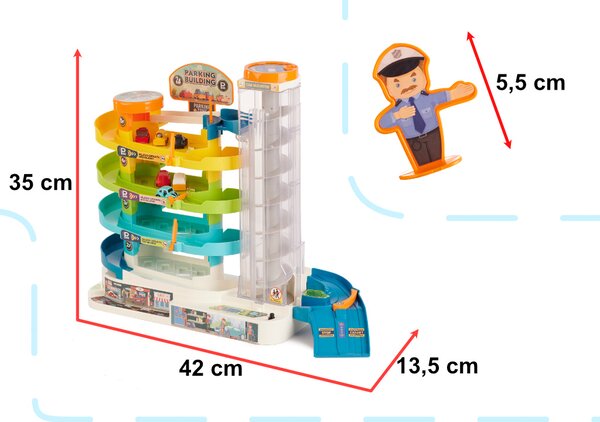 Parkirna garaža 4 nivoji z električnim dvigalom + 6 avtomobilov - Rojstni dan - Za 3+ let
