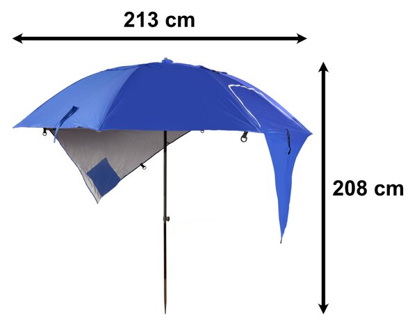 Dežnik za plažo 2v1 s stransko zaščito 213 cm