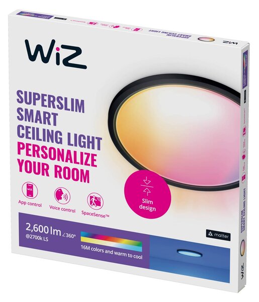 WiZ SuperSlim LED stropna svetilka RGBW Ø42cm črna