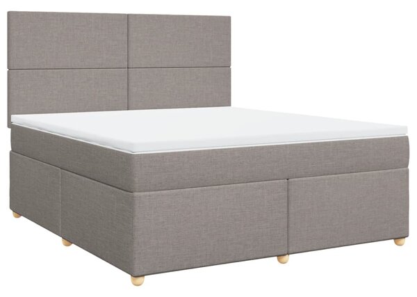 VidaXL Box spring postelja z vzmetnico taupe 180x200 cm blago