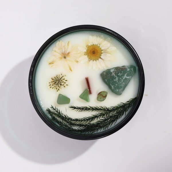 Hop Hare Kristalna čarobna sveča – Čarovnik - Soy Wax, Fragrance, Glass, Gemstones - Dan žena - Birma - Majhna pozornost - Izdelki pomladi