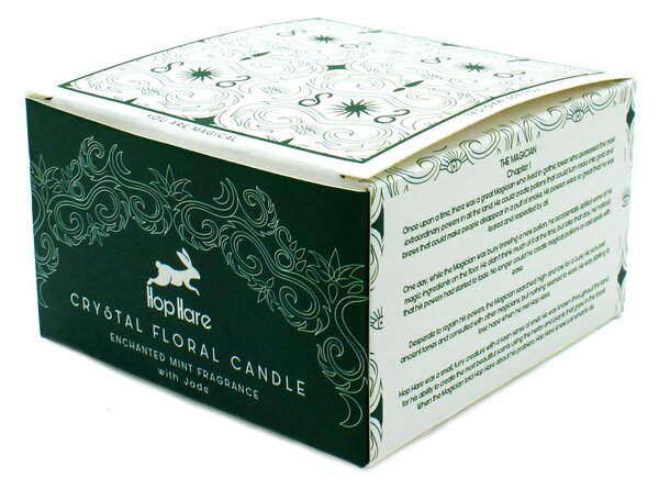 Hop Hare Kristalna čarobna sveča – Čarovnik - Soy Wax, Fragrance, Glass, Gemstones - Dan žena - Birma - Majhna pozornost - Izdelki pomladi