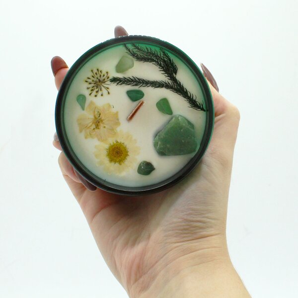 Hop Hare Kristalna čarobna sveča – Čarovnik - Soy Wax, Fragrance, Glass, Gemstones - Dan žena - Birma - Majhna pozornost - Izdelki pomladi