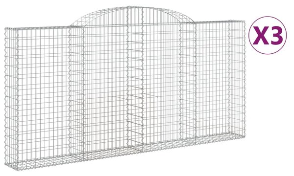 VidaXL Obokane gabion košare 3 kosi 300x30x140/160 cm pocinkano železo