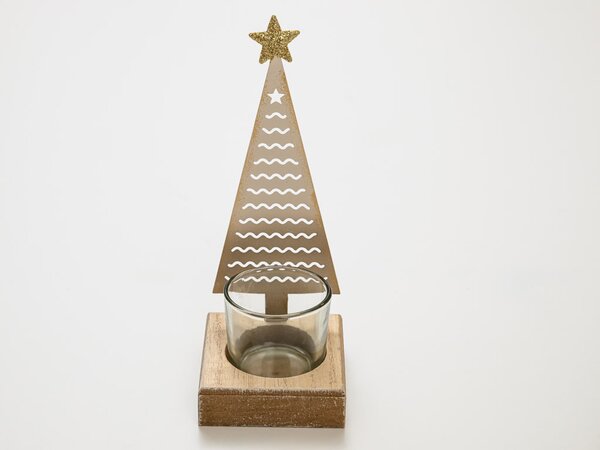 Božični kovinski svečnik CHRISTMAS TREE 18 cm zlat