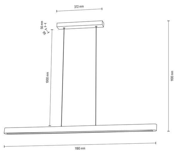 Envostar Lineo LED viseča luč borovo siva 118cm