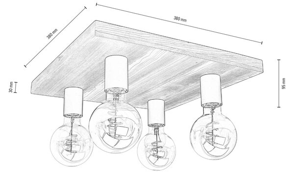 Envostar Lobo stropna svetilka 4fl. borovo siva