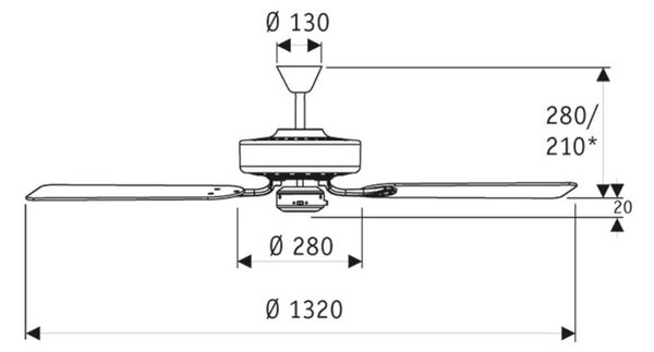 Stropni ventilator Classic Royal 132 rjava/oreh