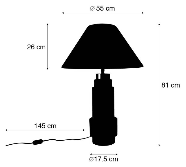 Namizna svetilka bronasta s tekstilnim odtenkom bež 55 cm - Bruut