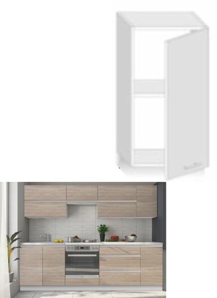 KONDELA Zgornja omara G 30, hrast Sonoma/bela, desna, LINE