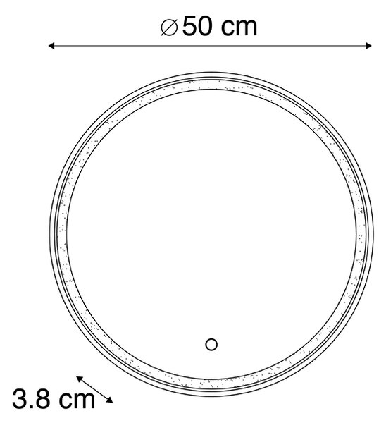 Kopalniško ogledalo črno 50 cm z LED z zatemnilnikom na dotik - Miral