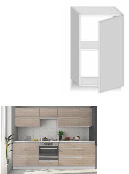 KONDELA Zgornja omara G 40, hrast Sonoma/bela, desna, LINE