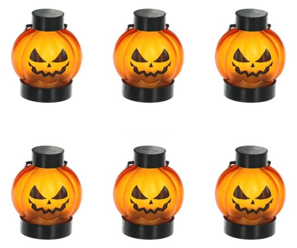 SET 6x LED Dekoracija HALLOWEEN LED/1xCR2032/topla bela buče