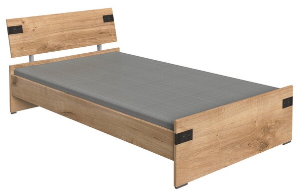 POSTELJA 120 cm x 200 cm , leseni material barve grafita, barve hrasta