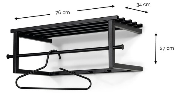 Črn kovinski stenski obešalnik s polico Marco – Spinder Design