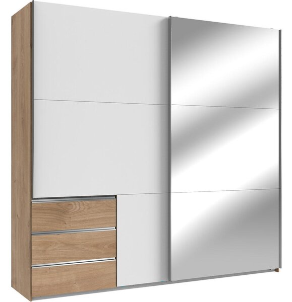 OMARA Z DRSNIMI VRATI, bela, barve hrasta, barve aluminija