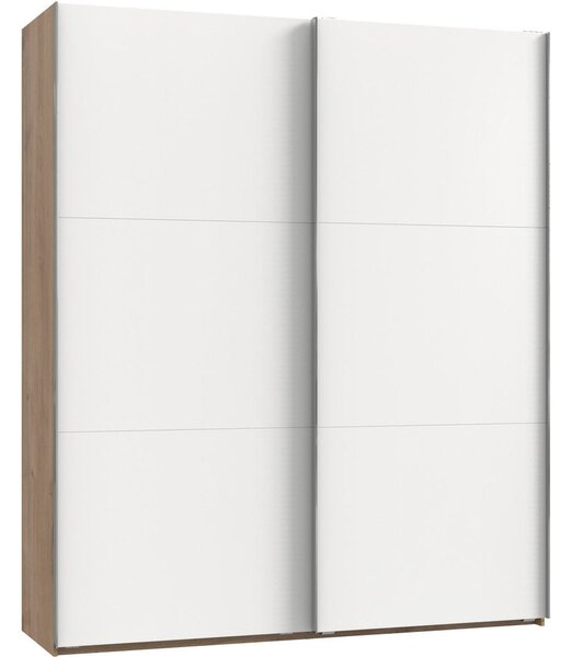 OMARA Z DRSNIMI VRATI, bela, barve hrasta, barve aluminija